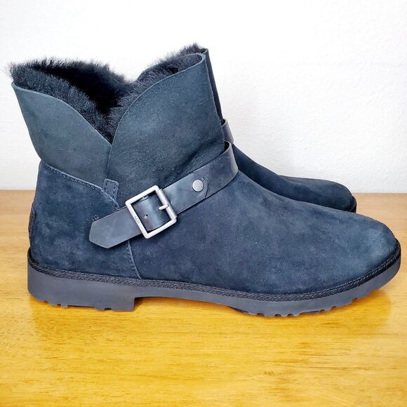 UGG Romely Short Buckle Suede Shearling Boots Casual Comfy Womens SZ 11.5 - Picture 3 of 12